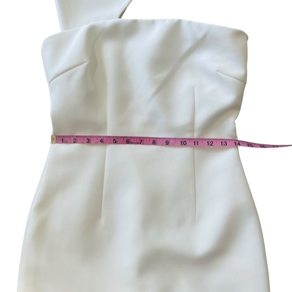 Ronny Kobo Medium Optic White Lunella Mini Sheath Dress Asymmetrical Neck $448 - Picture 5 of 15